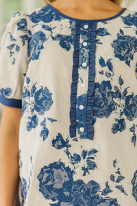 Exactly As You Are Blue Floral Blouse