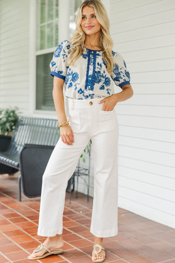 Exactly As You Are Blue Floral Blouse
