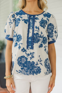 Exactly As You Are Blue Floral Blouse