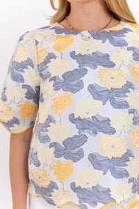 Kind Of Wonderful Blue Brocade Blouse