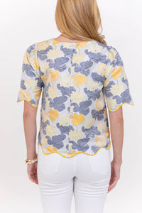Kind Of Wonderful Blue Brocade Blouse