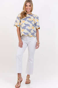 Kind Of Wonderful Blue Brocade Blouse