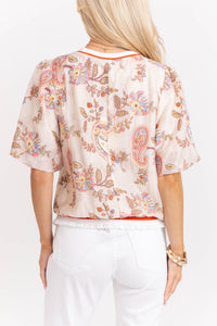 Oh So Good Taupe Paisley Blouse