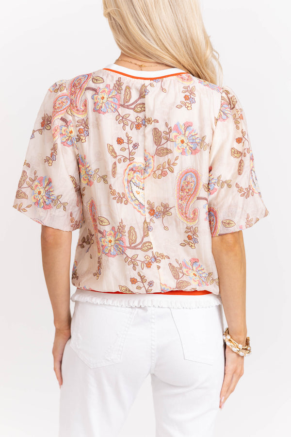 Oh So Good Taupe Paisley Blouse