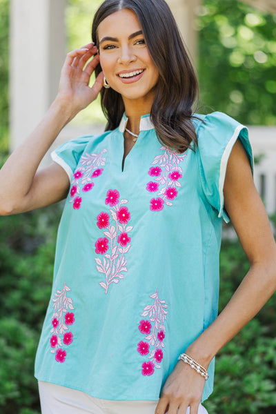 Just Makes Sense Aqua Floral Blouse – Shop the Mint