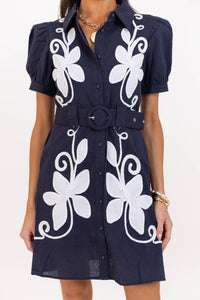 Love This For You Navy Embroidered Dress