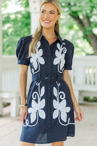 Love This For You Navy Embroidered Dress