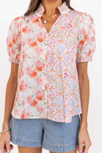 That’s The One Blush Mixed Print Blouse
