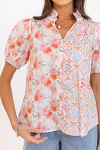 That’s The One Blush Mixed Print Blouse