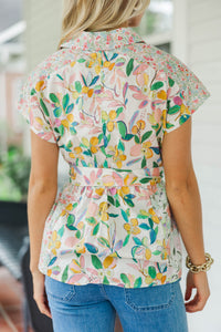 Good Things Only Coral Floral Blouse