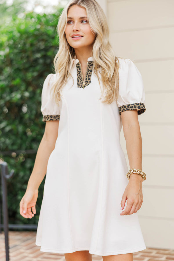 beige leopard dress Black And Cream Leopard Print Short Sleeve Belted Wrap Midi Dress 8