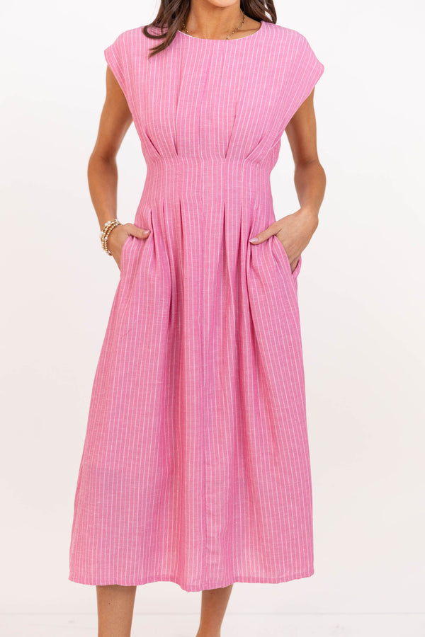 All The Goodness Pink Striped Dress