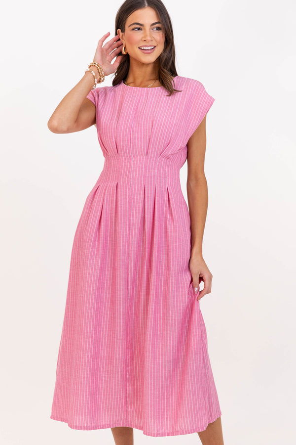 All The Goodness Pink Striped Dress