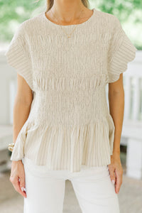 This Says It All Oatmeal Striped Blouse
