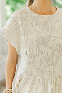 This Says It All Oatmeal Striped Blouse