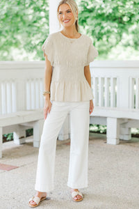 This Says It All Oatmeal Striped Blouse