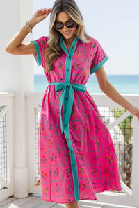 It’s A Good Thing Pink Mixed Print Midi Dress