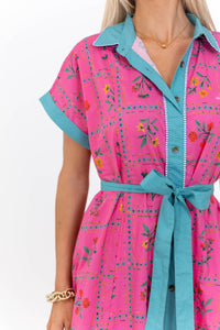 It’s A Good Thing Pink Mixed Print Midi Dress