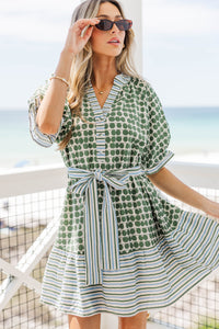 Pretty Little Moment Green Mixed Print Dress