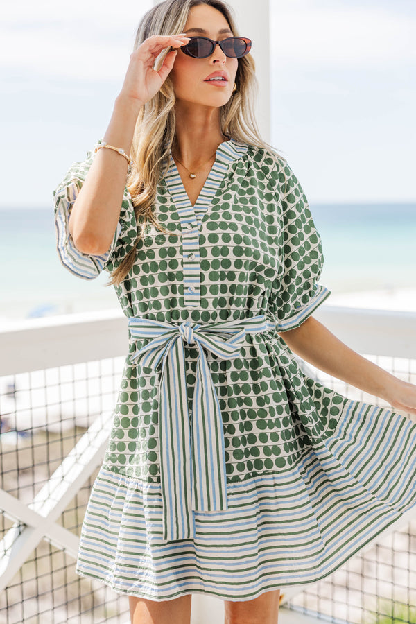 Pretty Little Moment Green Mixed Print Dress