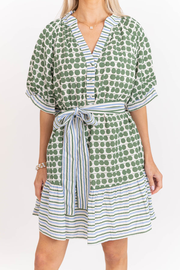Pretty Little Moment Green Mixed Print Dress