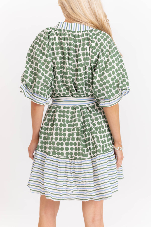 Pretty Little Moment Green Mixed Print Dress