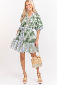 Pretty Little Moment Green Mixed Print Dress