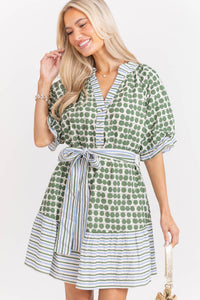 Pretty Little Moment Green Mixed Print Dress