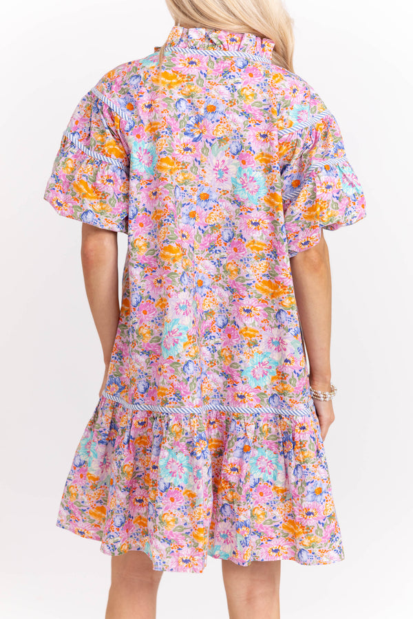 Right On Cue Pink Floral Babydoll Dress