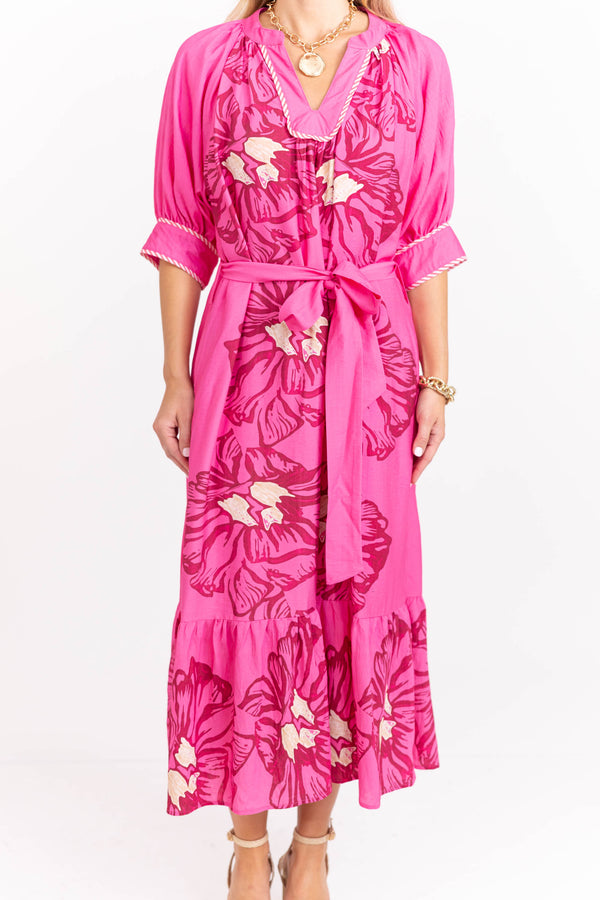 All The Good Stuff Pink Floral Midi Dress