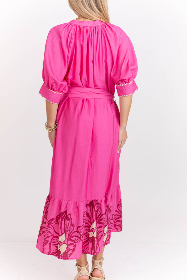 All The Good Stuff Pink Floral Midi Dress