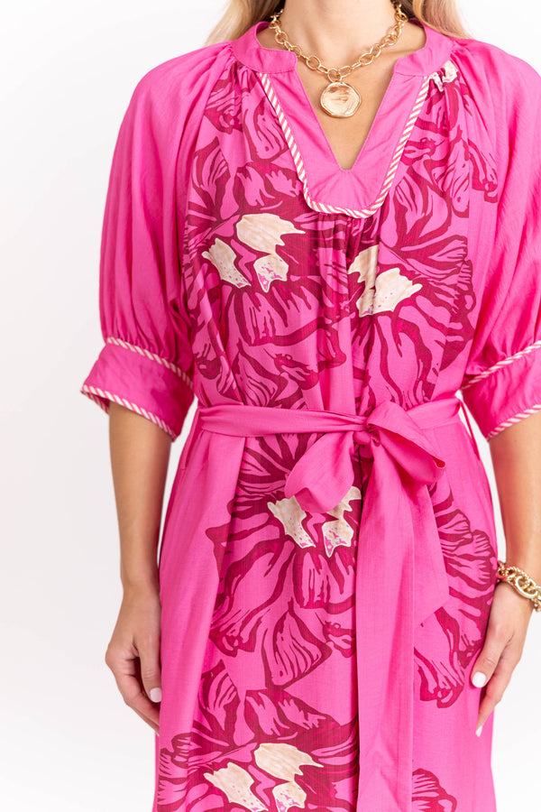 All The Good Stuff Pink Floral Midi Dress