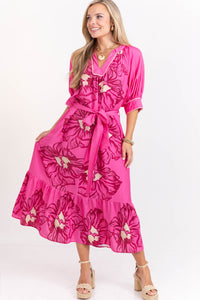 All The Good Stuff Pink Floral Midi Dress