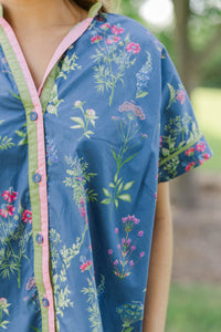 Good Is Here Blue Floral Blouse