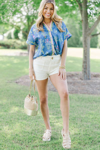 Good Is Here Blue Floral Blouse