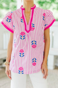 It’s A Moment Pink Embroidered Blouse