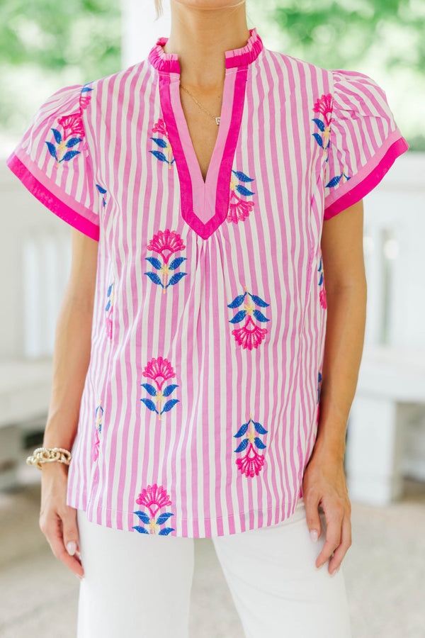 It’s A Moment Pink Embroidered Blouse