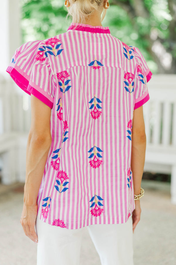 It’s A Moment Pink Embroidered Blouse