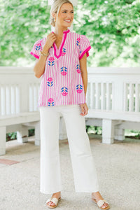 It’s A Moment Pink Embroidered Blouse
