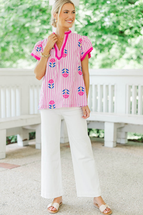 It’s A Moment Pink Embroidered Blouse
