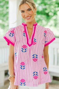 It’s A Moment Pink Embroidered Blouse