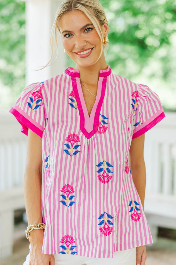 It’s A Moment Pink Embroidered Blouse