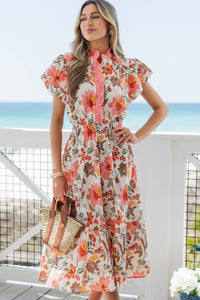 All The Joy You Bring Coral Floral Midi Dress