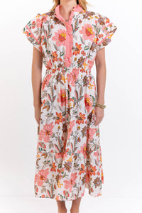 All The Joy You Bring Coral Floral Midi Dress