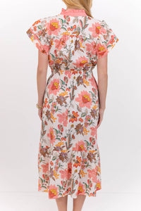 All The Joy You Bring Coral Floral Midi Dress