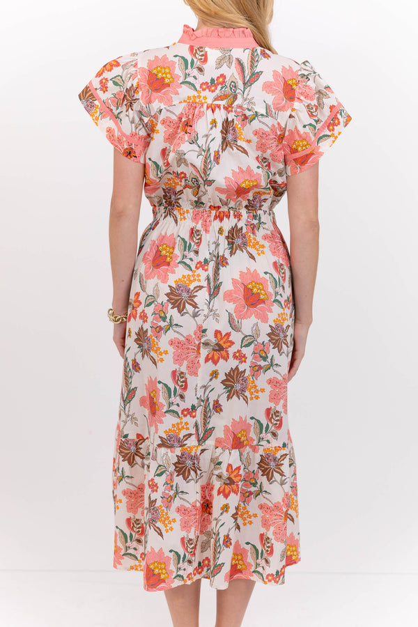 All The Joy You Bring Coral Floral Midi Dress