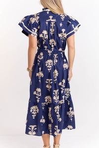 Your Heart Smiles Navy Floral Midi Dress