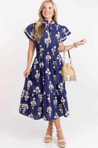 Your Heart Smiles Navy Floral Midi Dress