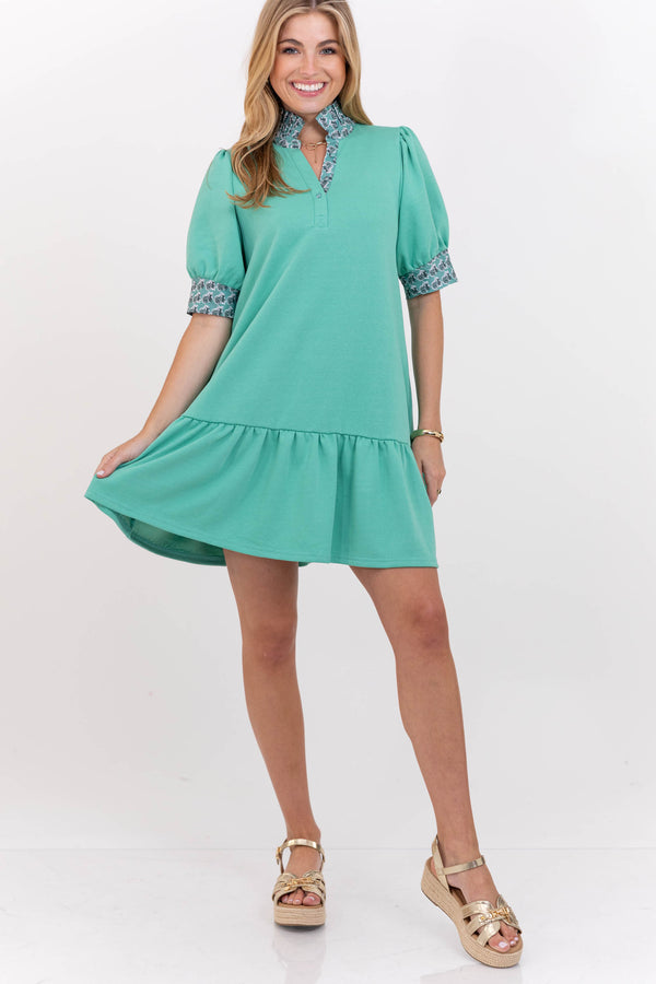 Let The Day Unfold Mint Abstract Dress