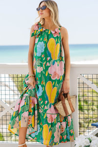 All The Right Feels Green Abstract Midi Dress